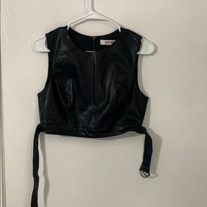 Faux leather crop top